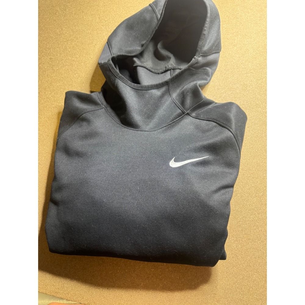 Nike Dri-FIT Mens Short Sleeve Hoodie Black Pullover Swoosh M